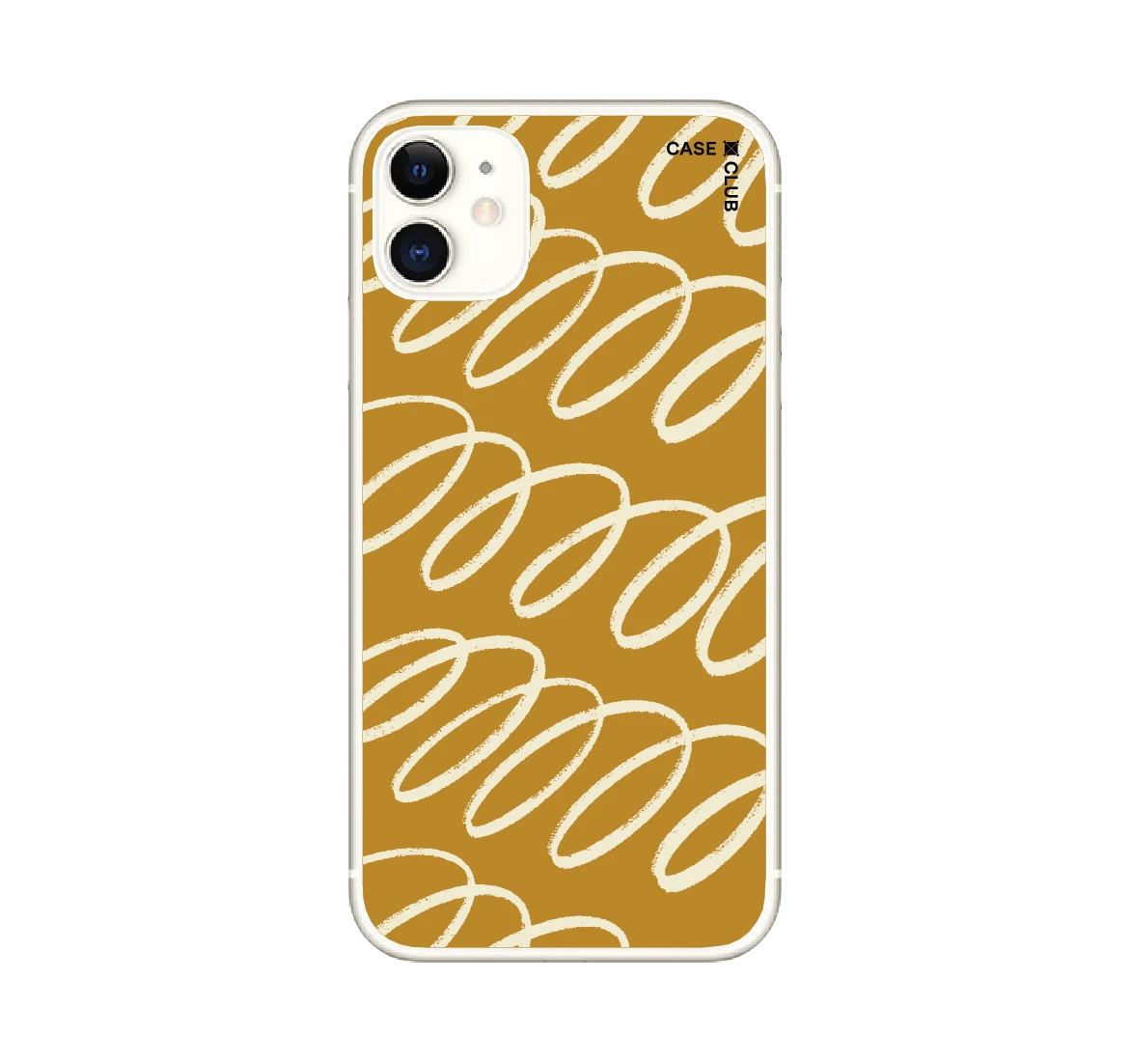 เคสใส iphone 11 เส้นโค้งน้ำตาลขาว